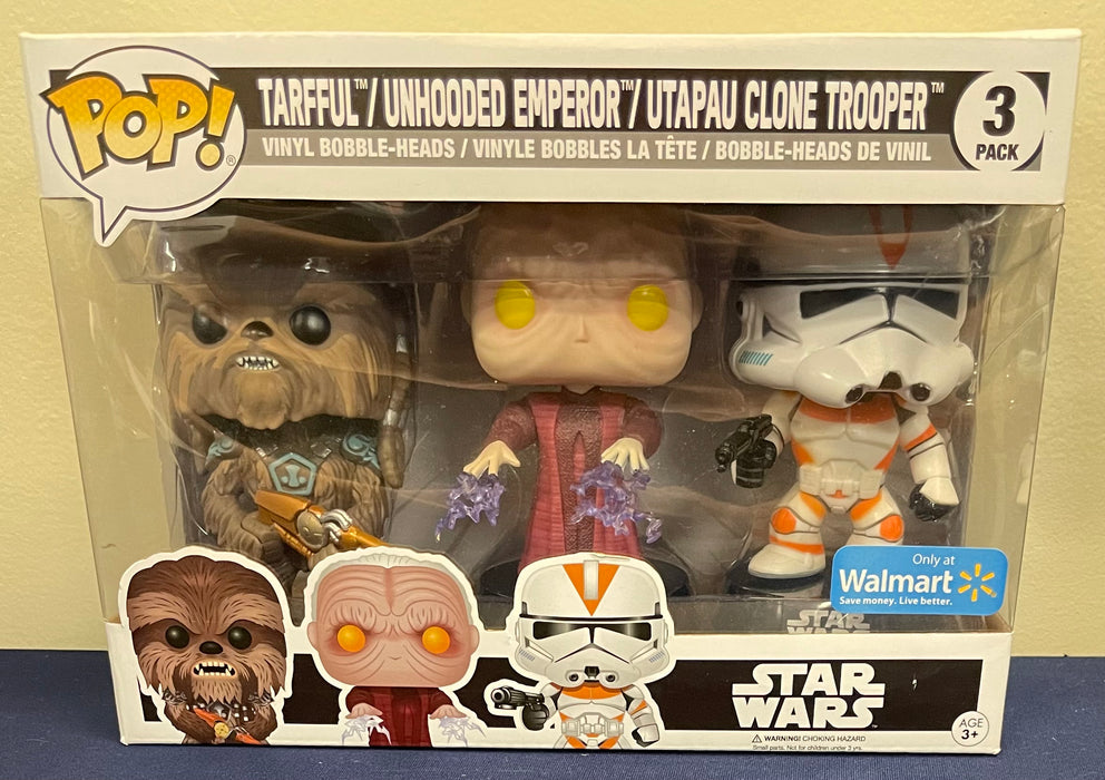 Star Wars: Tarfful / Unhooded Emperor / Utapau Clone Trooper (Walmart Exclusive) - In Box - Funko Pop