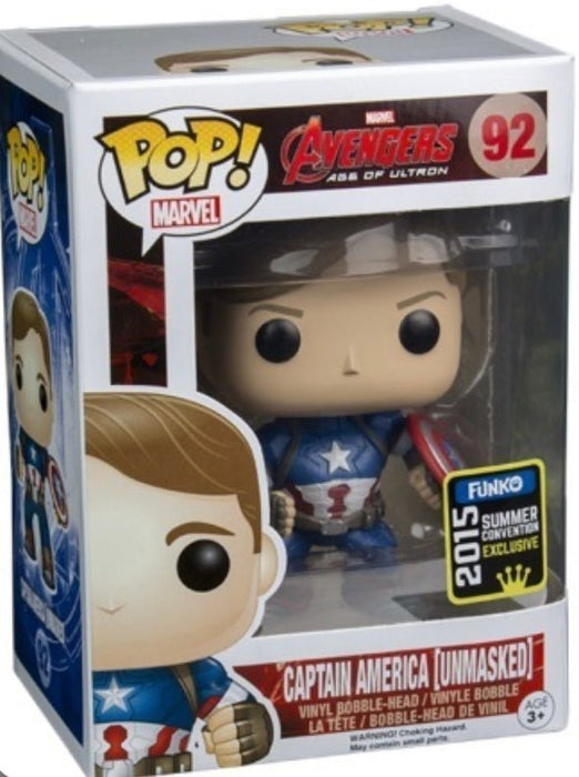 Marvel Avengers: Captain America Unmasked #92 (2015 Summer Convention Exclusive) - In Box - Funko Pop