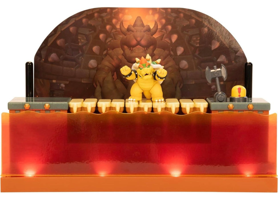 Super Mario Deluxe Bowser Battle Playset with Lights and Sounds Included Bowser Action Figure (New) - Toys