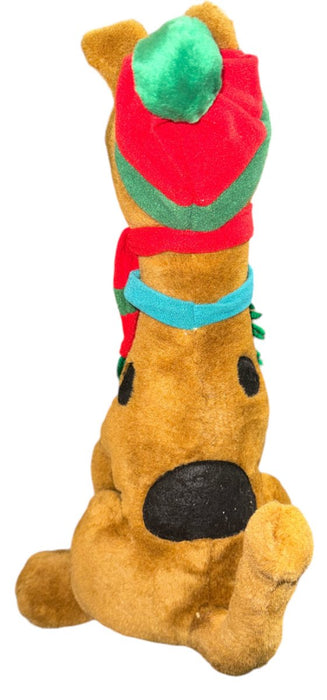 1998 Cartoon Network Scooby Doo Wearing Red Green Scarf Pom Beanie 14” Plush - Pre-Owned - Toys