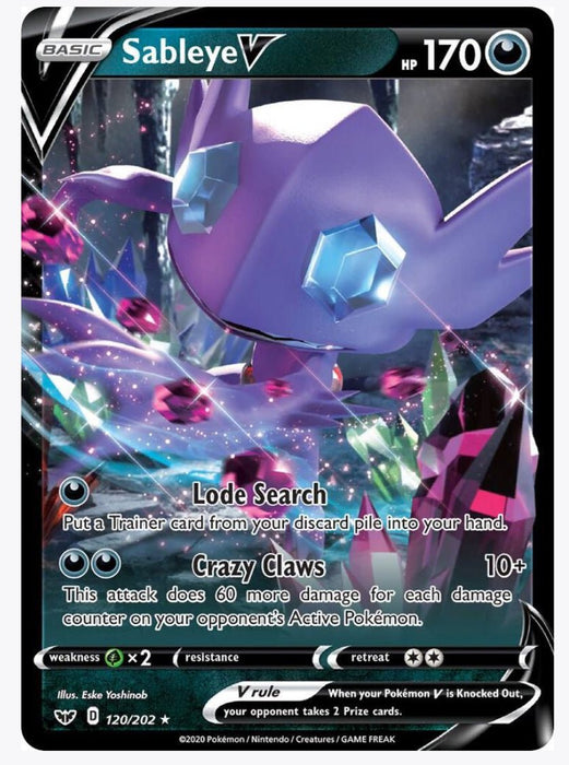 Sableye V 120/202 - SWSH01: Sword & Shield Base Set (SWSH01)