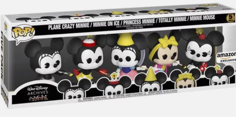 Walt Disney Archives: Plane Crazy Minnie/ Minnie On Ice/ Princess Minnie/ Totally Minnie/ Minnie Mouse (Amazon Exclusive) - In Box - Funko Pop