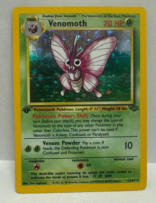 Venomoth 13/64 1ST Edition - Jungle (JU) - Lightly Played