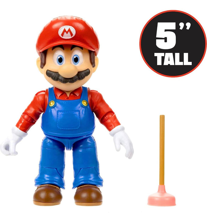 The Super Mario Bros. Movie: Mario Figure with Plunger Accessory Series 1 (New) - Toys