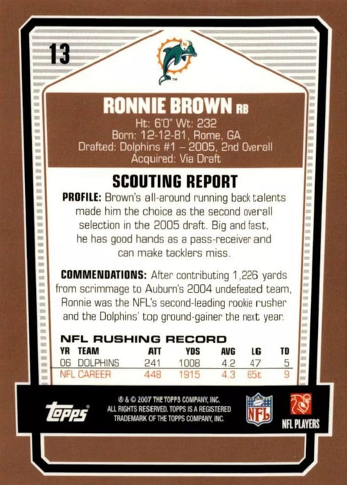 2007 Topps Draft Picks & Prospects: Ronnie Brown #13