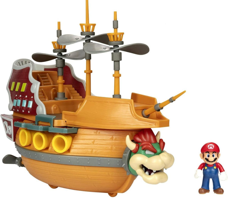 Super Mario Deluxe Bowser's Air Ship Playset with Mario Action Figure (New) - Toys