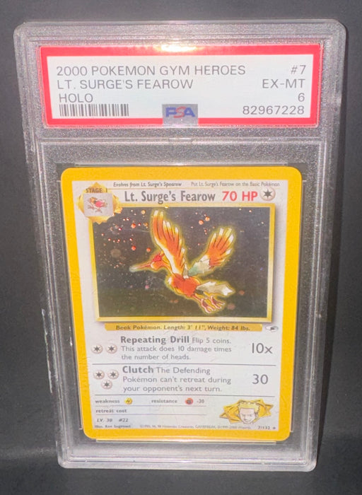 Lt. Surge’s Fearow 7/132 - Gym Heroes - PSA Graded 6