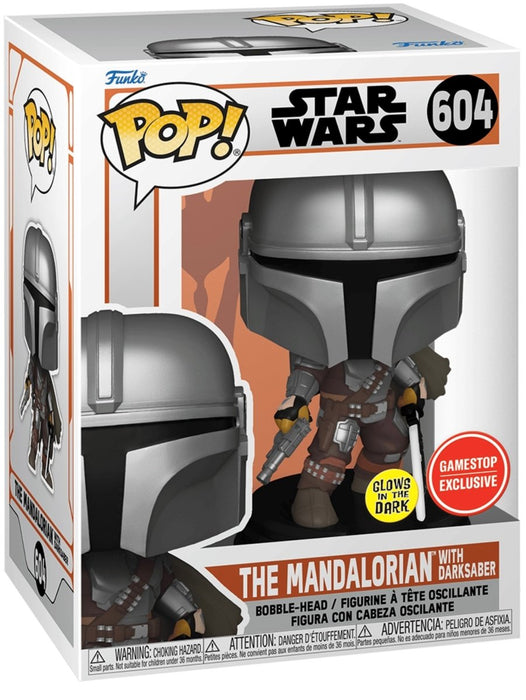 Star Wars: The Mandalorian With Darksaber #604 (Glows In The Dark) (Gamestop Exclusive) - In Box - Funko Pop