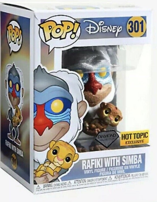 Disney: Rafiki With Simba #301 (Diamond Collection) (Hot Topic Exclusive) - With Box - Funko Pop