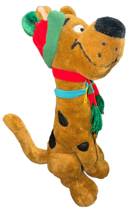 1998 Cartoon Network Scooby Doo Wearing Red Green Scarf Pom Beanie 14” Plush - Pre-Owned - Toys