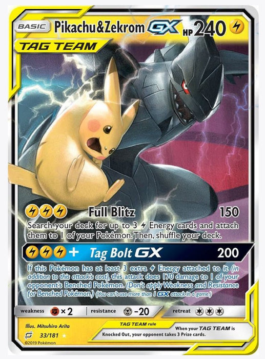 Pikachu & Zekrom GX 33/181 - SM - Team Up (SM9)