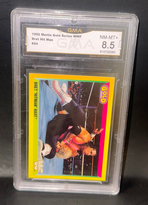 1992 Merlin Gold Series WWF Bret Hit Man #24 - GMA Gradrd 8.5