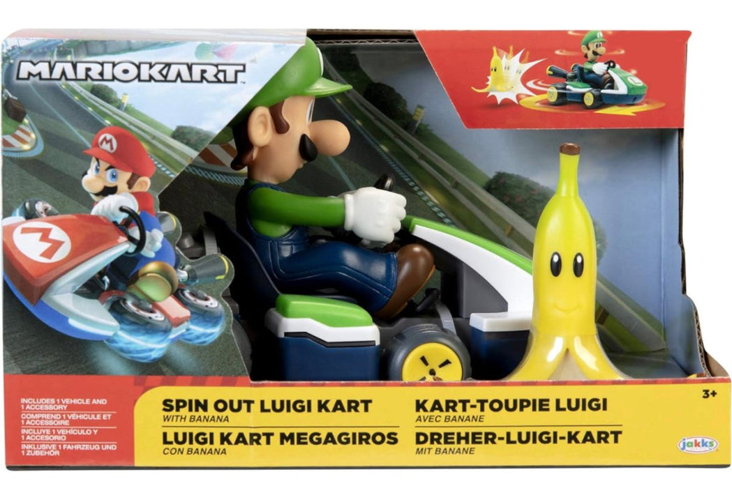 Mariokart Luigi Racer Vehicle Spin Out 2.5" (New) - Toys