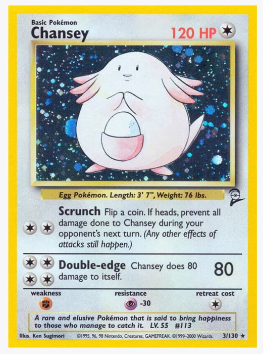 Chansey 3/130 - Base Set 2 (BS2) - Lightly Played