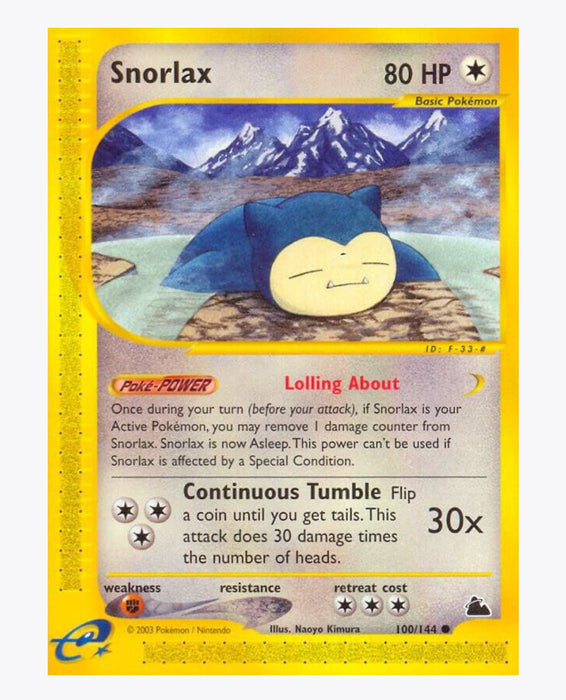 Snorlax 100/144 (Reverse Holofoil) - Skyridge (SK) - Near Mint