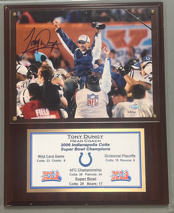 Tony Dungy 2006 Indianapolis Colts Super Bowl Championship 23/41 SIGNED Plaque