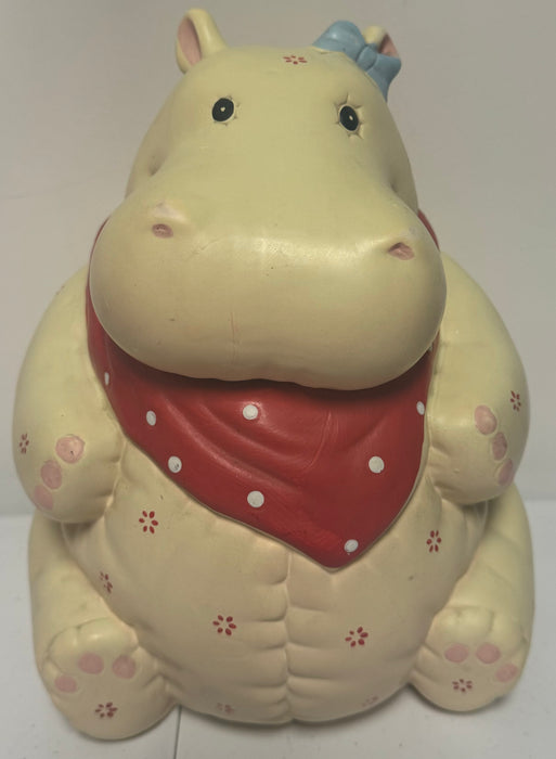 Fitz And Floyd Vintage Pink Hippopotamus Cookie Jar Quilted Print Bandana - Pre-Owned - Homegoods