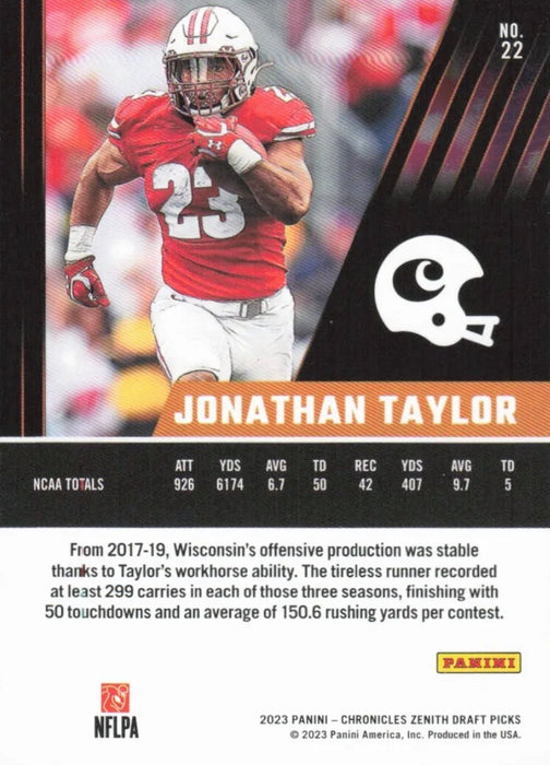 2023 Panini Chronicles Zenith Draft Picks: Jonathan Taylor #22