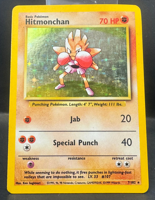 Hitmonchan 7/102 - Base Set (BS) - Moderately Played