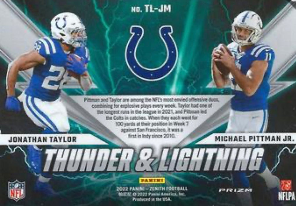 2022 Panini Zenith: Jonathan Taylor / Michael Pittman Jr #TL-JM