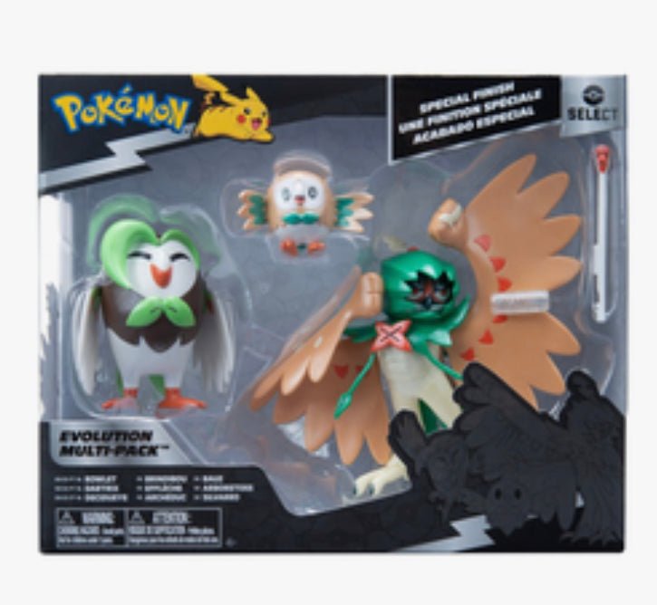 Pokemon Select Evolution Figure Set 3-Pack: Rowlet, Dartrix, Decidueye - New - Toys And Collectibles