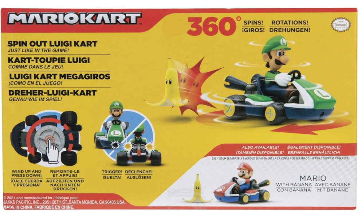 Mariokart Luigi Racer Vehicle Spin Out 2.5" (New) - Toys