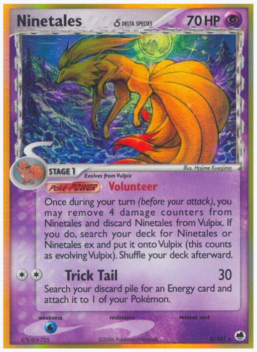 Ninetales (Delta Species) 8/101 - Dragon Frontiers (DF) - Damaged