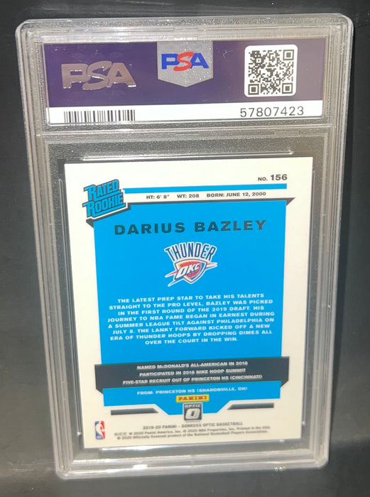 2019 Panini Donruss Optic Darius Bazley #156 - PSA Graded 9