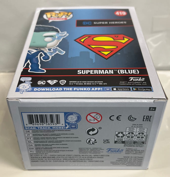 Superman: Superman (Blue) #419 (2021 Fall Convention Exclusive) - In Box - Funko Pop