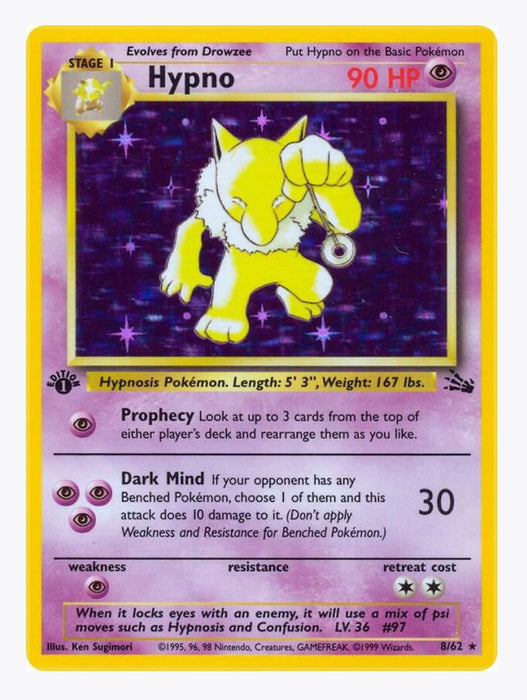 Hypno 8/62 1ST Edition - Fossil - Moderately Played