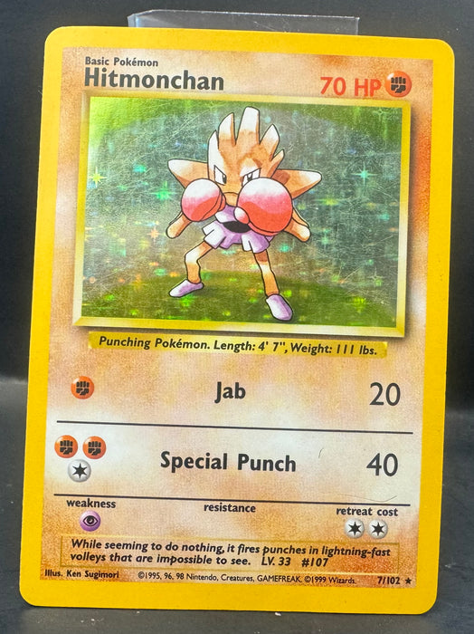 Hitmonchan 7/102 - Base Set (BS) - Moderately Played