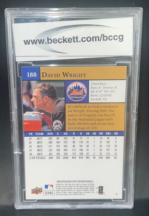 2009 UD First Edition #188 David Wright - BCCG Graded 10