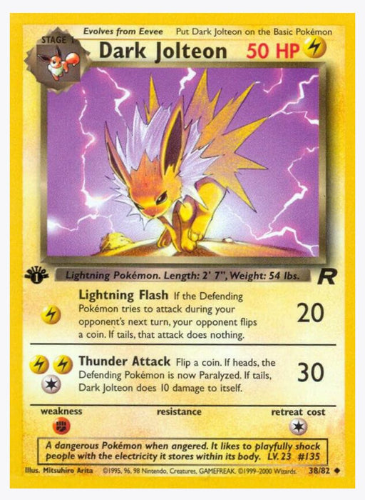 Dark Jolteon 38/82 1ST Edition - Team Rocket (TR) - Lightly Played