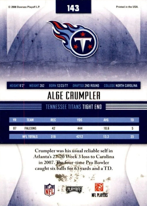 2008 Donross Playoff: Alge Crumpler (Gold) #143