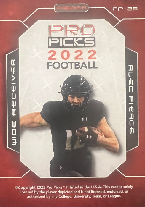 2022 Wild Card: Pro Picks: Alec Pierce (Red - Silver) #PP-26