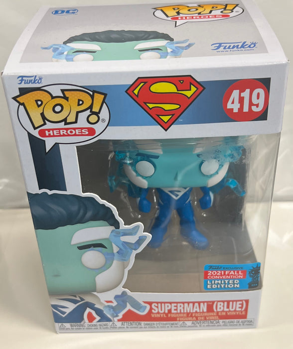 Superman: Superman (Blue) #419 (2021 Fall Convention Exclusive) - In Box - Funko Pop