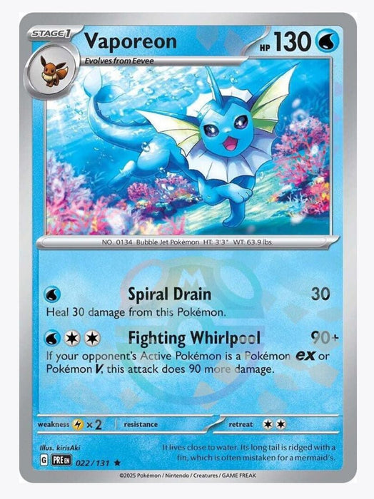 Vaporeon 22/131 (Master Ball Pattern) - SV: Prismatic Evolutions - Near Mint