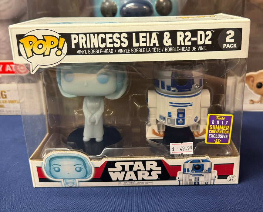 Star Wars: Princess Leia & R2-D2 (2017 Summer Convention Exclusive) 2 Pack - With Box - Funko Pop