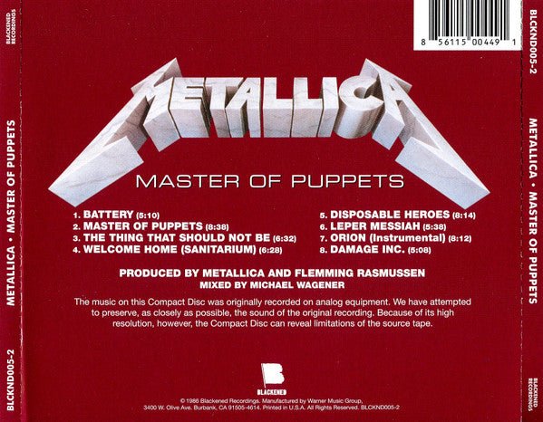 Metallica - Master Of Puppets - CD