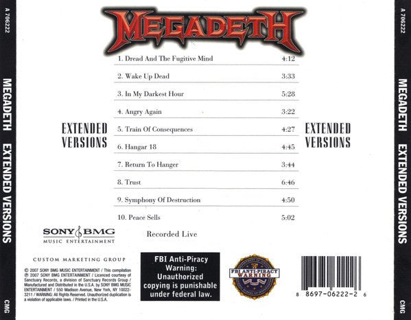 Megadeath - Extended Versions (2007) - CD