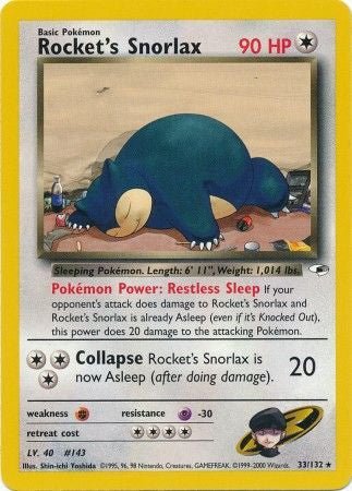 Rocket's Snorlax 33/132 - Gym Heroes - Lightly Played