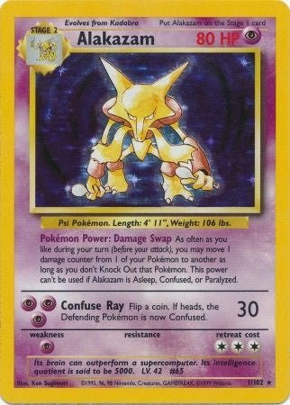 Alakazam 1/102 - Base Set (BS) Moderately Played