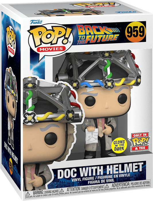 Back To The Future: Doc With Helmet #959 (Glows In The Dark) (Only In Pop And Tee) - In Box - Funko Pop